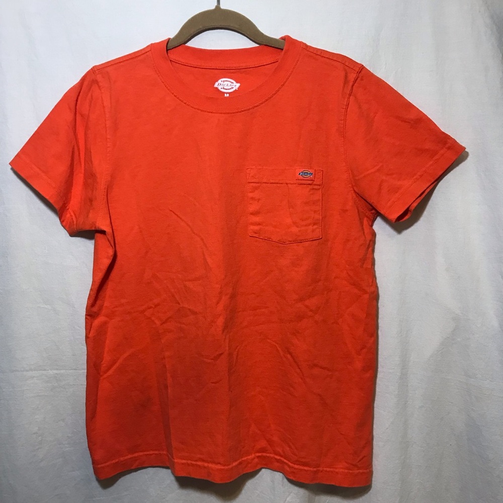 FREE Dickies Fun Bright Orange Short Sleeve Work Pocket Tee T-Shirt GUC Medium M - Picture 2 of 8
